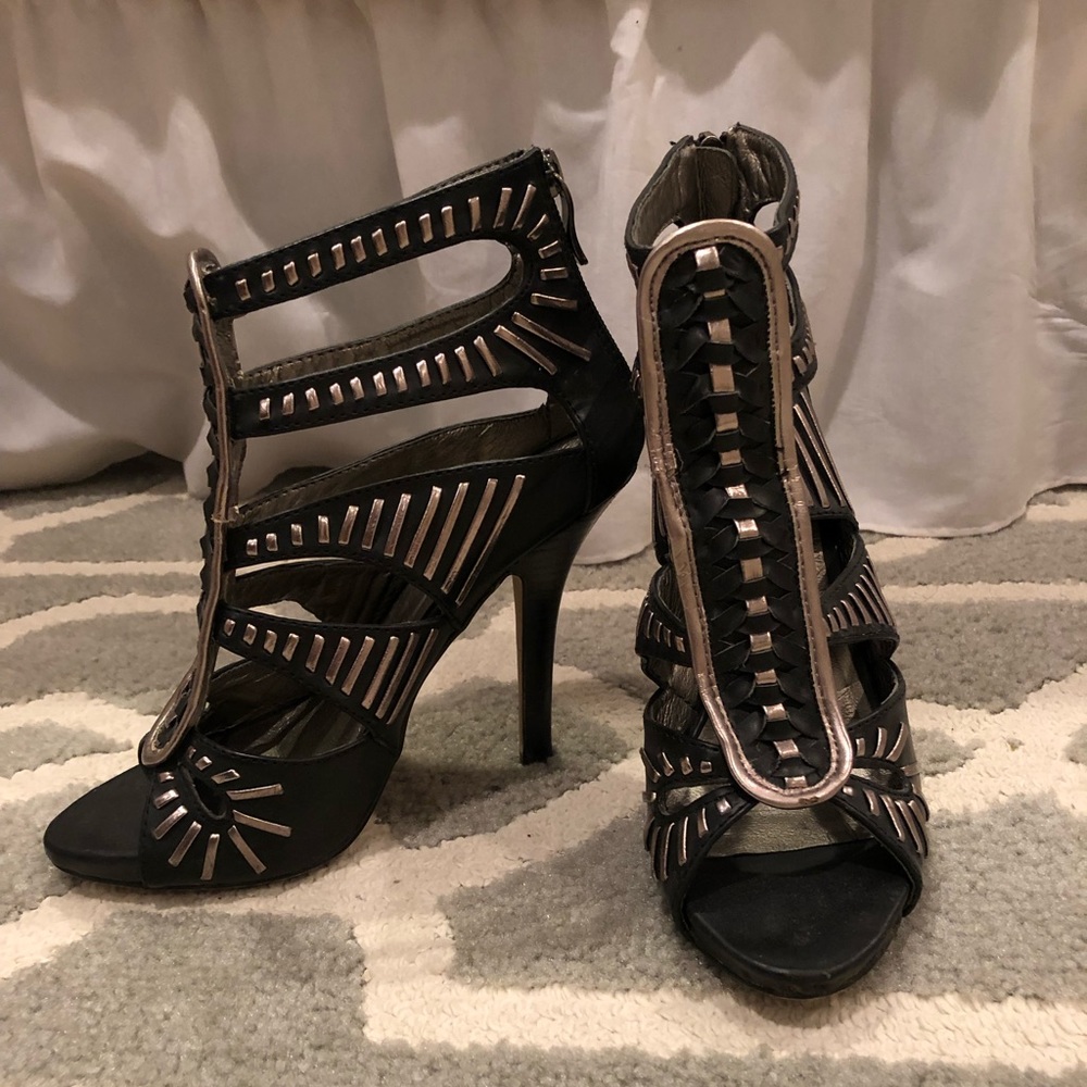 Bakers Dark Gray Caged Heels Size 7